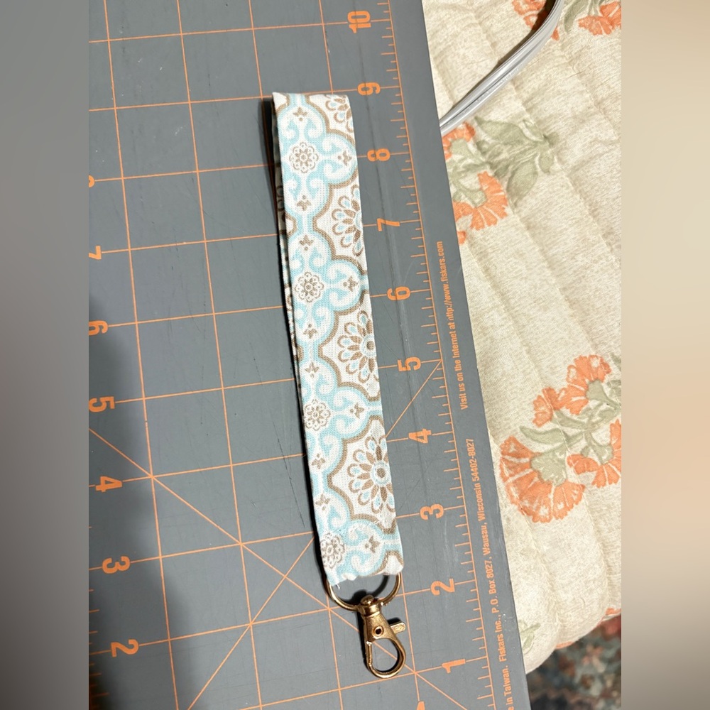 Blue and Brown Keychain Wristlet